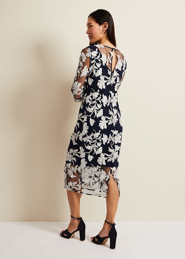 Irina Floral Mesh Midi Dress