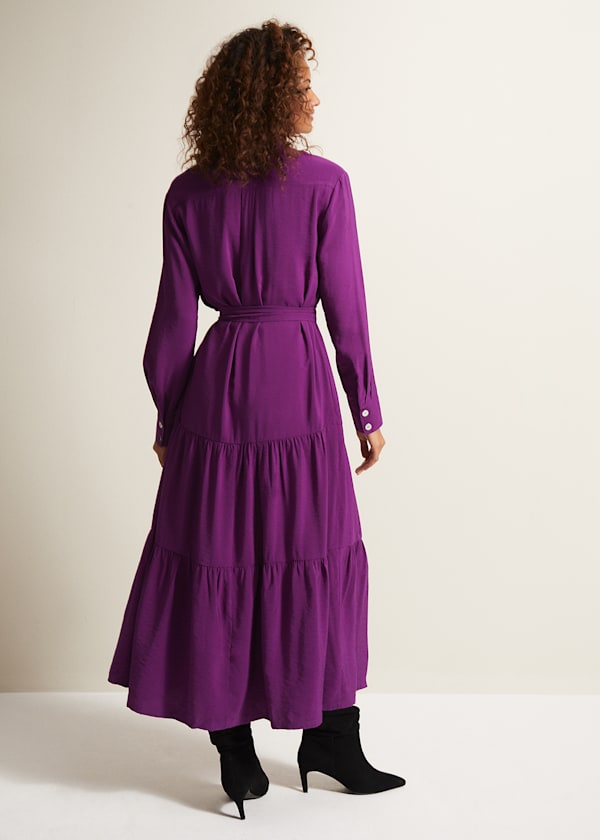 Jayden Purple Shirt Midaxi Dress