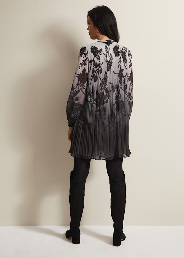 Sally Floral Pleated Swing Mini Dress