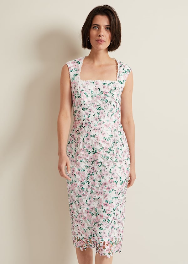 Diana Floral Lace Midi Dress