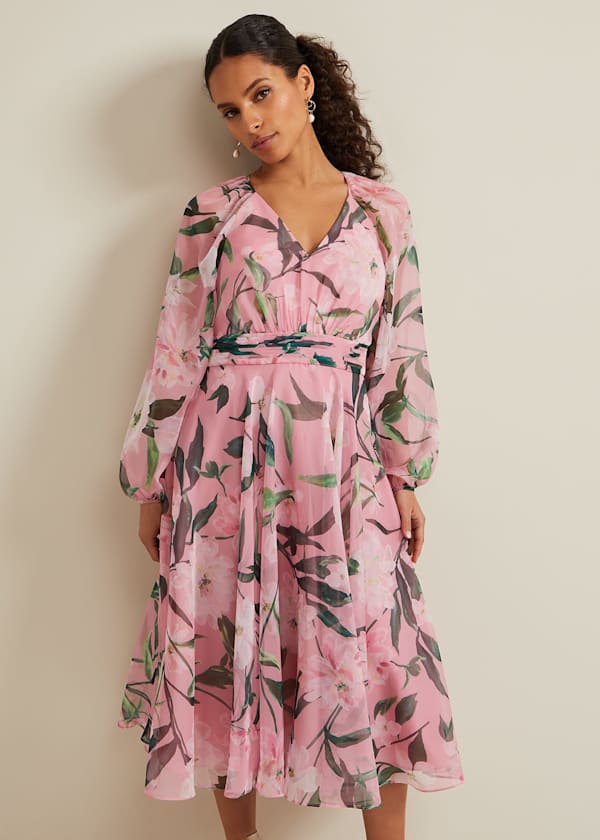 Petite Lina Printed Midi Dress