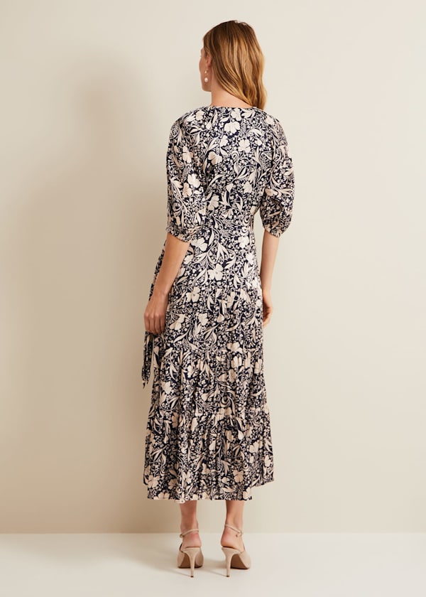 Kezia Satin Floral Wrap Dress