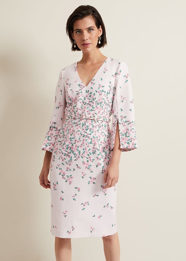 Giovanna Floral Belted Split Sleeve Dress