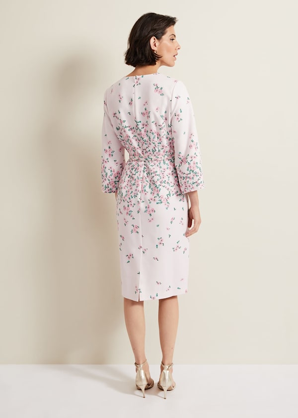 Giovanna Floral Belted Split Sleeve Dress