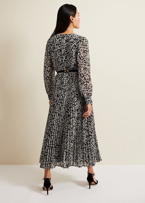 Ayana Spot Pleat Midaxi Dress