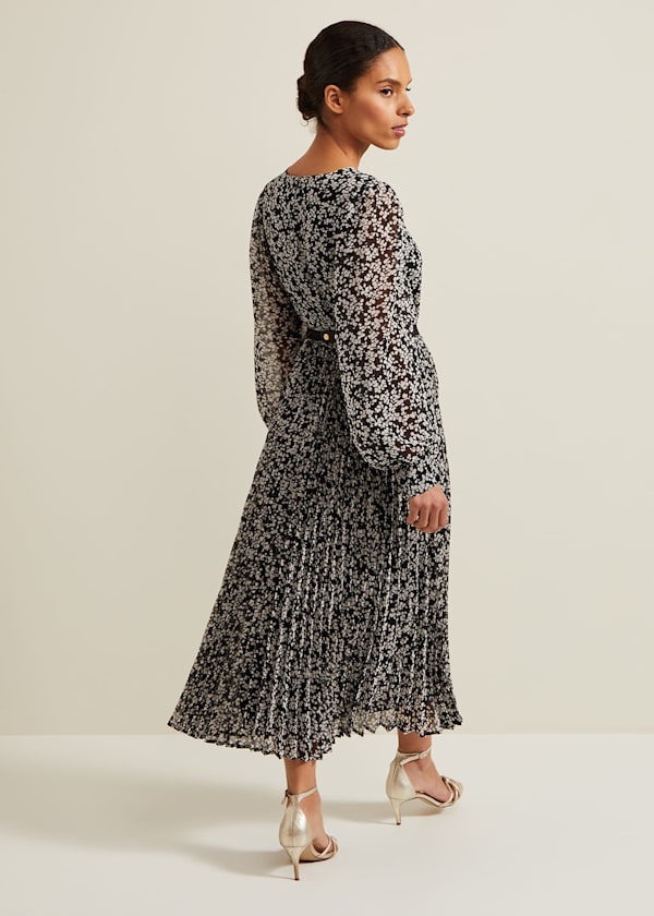 Petite Ayana Spot Pleat Midaxi Dress
