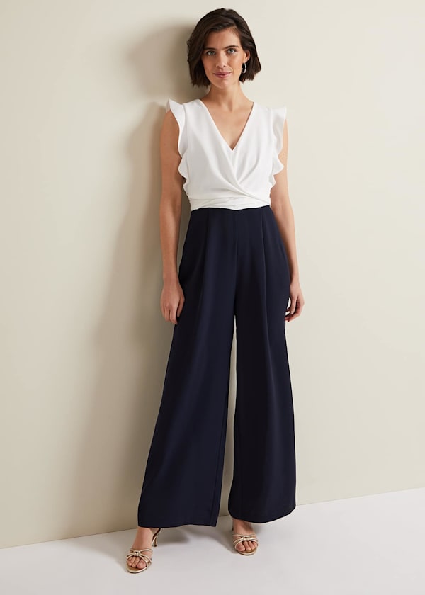 Petite Kallie V Neck Frill Jumpsuit