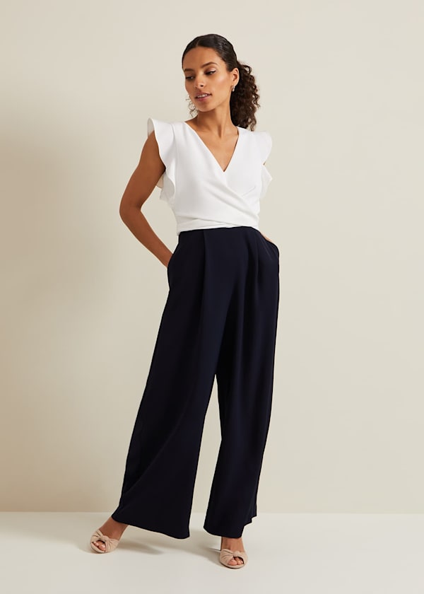 Petite Ayla Ruffle Colourblock Jumpsuit