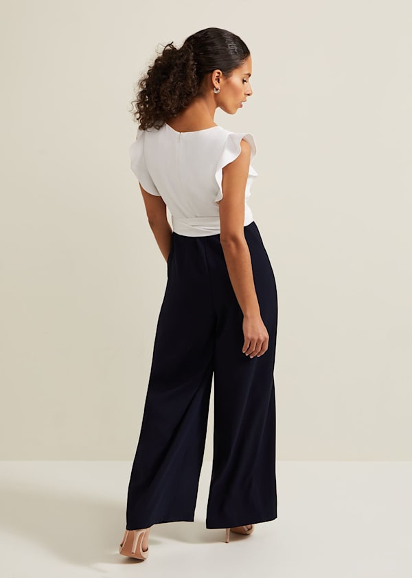 Petite Ayla Ruffle Colourblock Jumpsuit