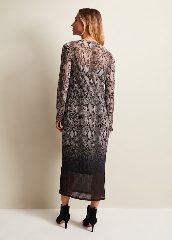 Alix Ombre Snake Midi Mesh Dress
