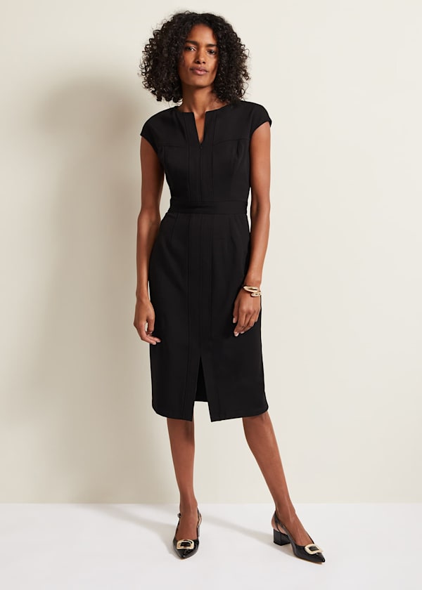 Karmie Black Ponte Bodycon Midi Dress