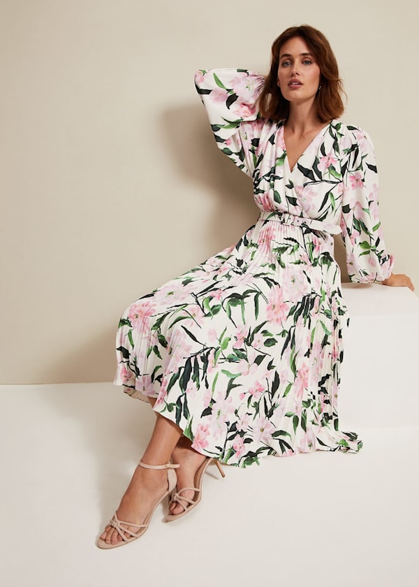 Penny Floral Pleat Midi Dress