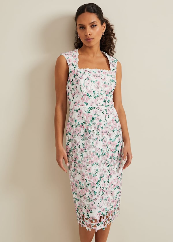 Petite Diana Floral Lace Midi Dress