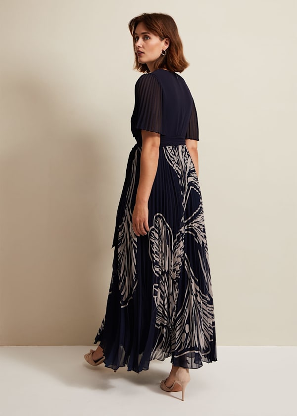 Abigail Printed Pleat Midaxi Dress