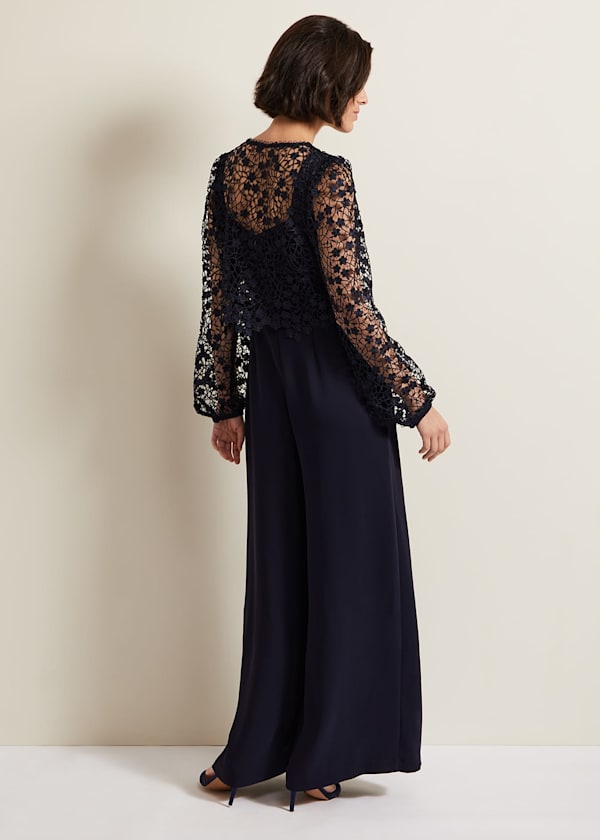 Mariposa Navy Lace Jumpsuit