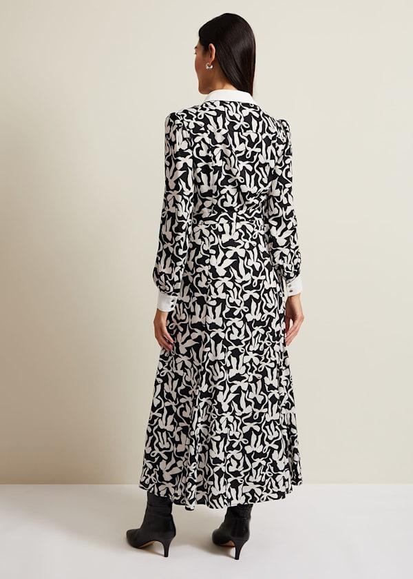 Bonnie Black Bow Shirt Midi Dress
