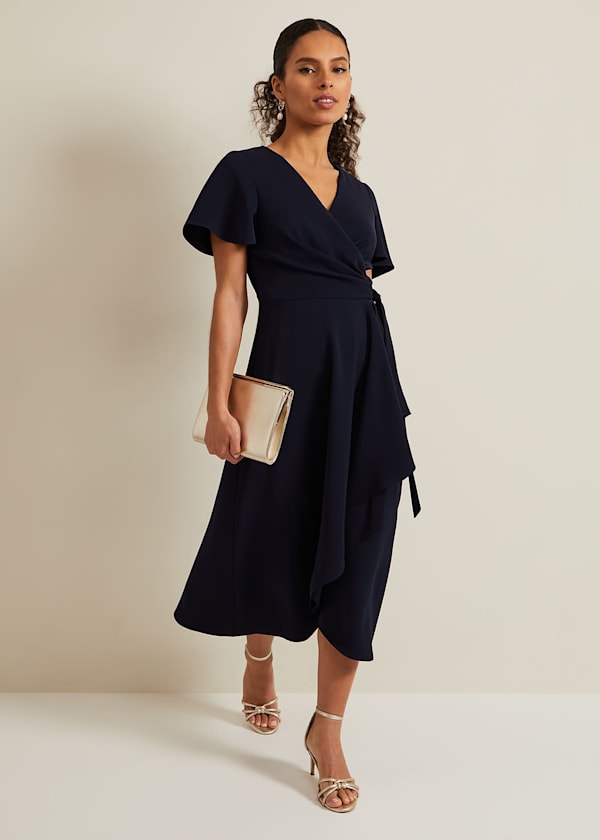 Petite Elaina Blue Wide Leg Jumpsuit