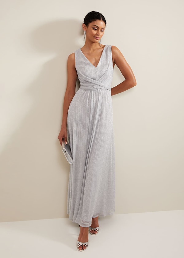 Artemis Plisse Shimmer Maxi Dress