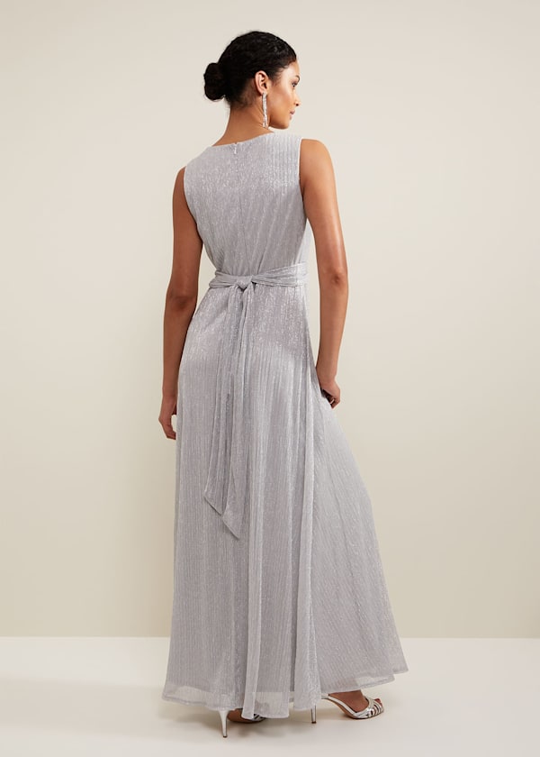 Artemis Plisse Shimmer Maxi Dress