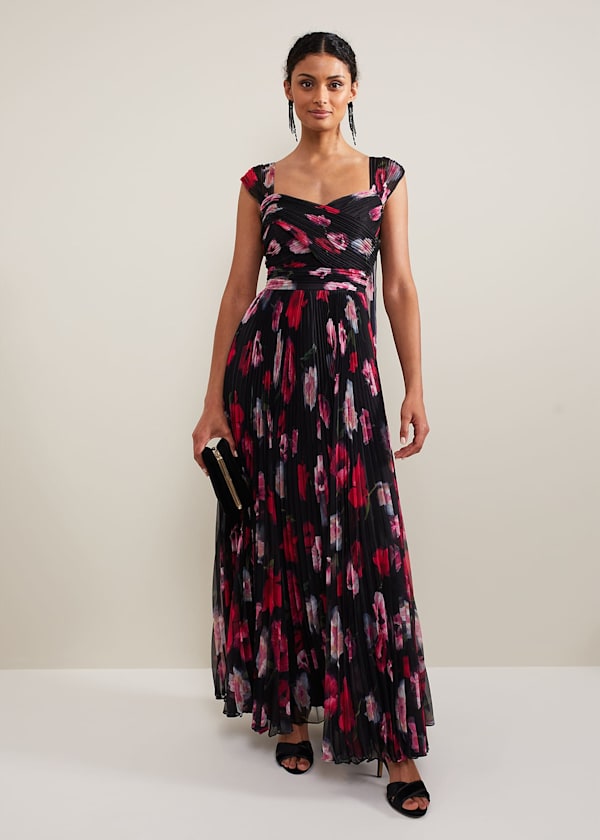 Floral V-Neck Knee Length Wrap Dress