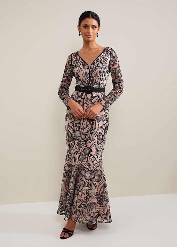 Nola V-Neck Embroidered Maxi Dress