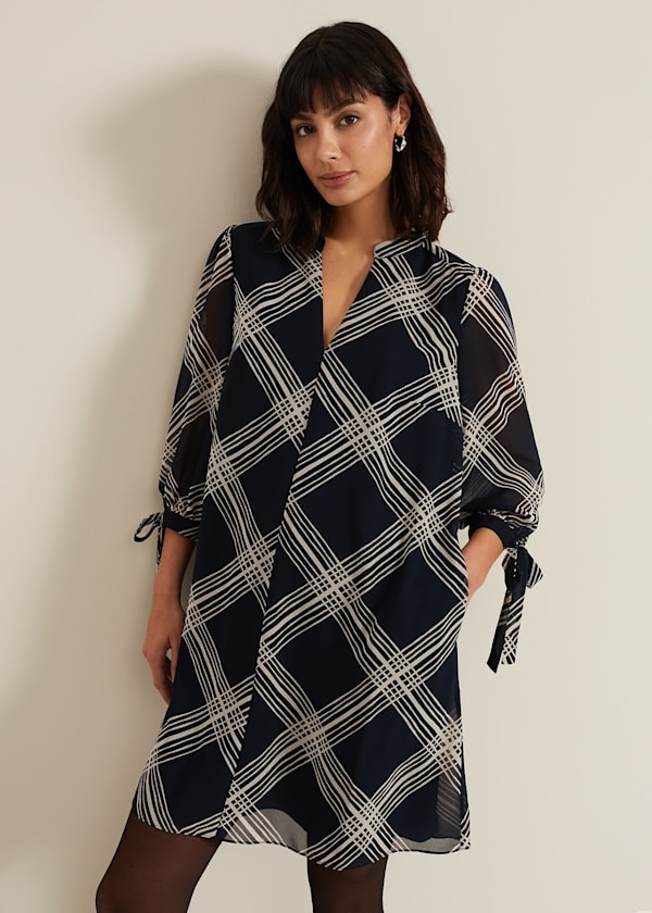 Cora Check Navy Tunic Dress