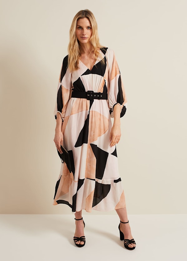 Sophia Colourblock Belted Midi Dress