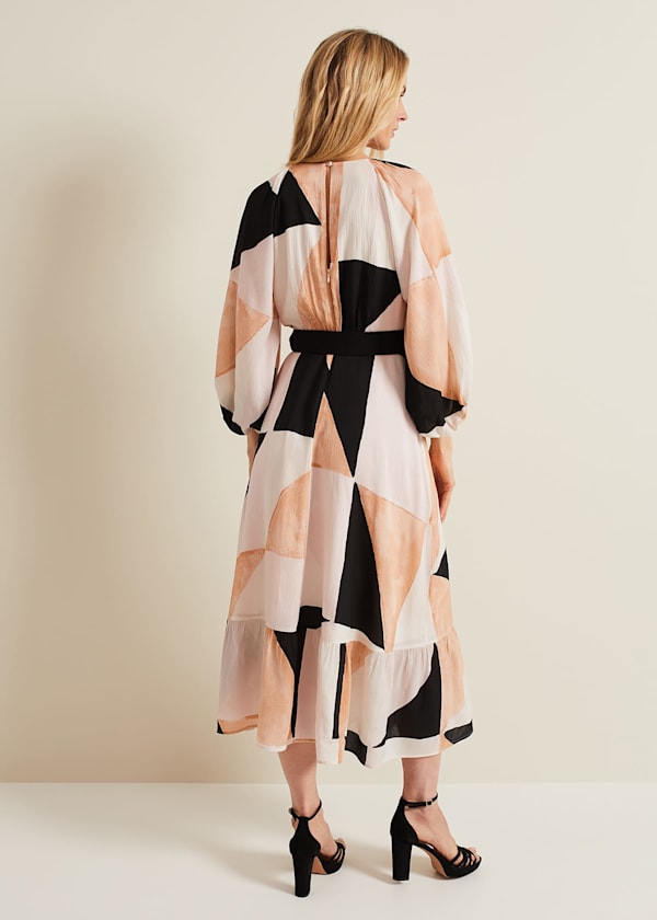 Sophia Colourblock Belted Midi Dress