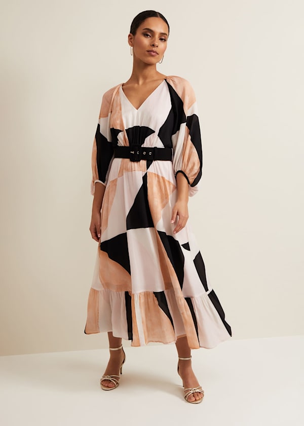 Petite Sophia Colour Block Belted Dress