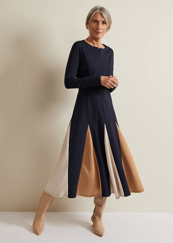 Paula Navy Midi Dress