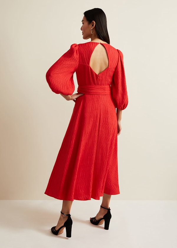 Marilyn Puff Sleeve Midi Dress