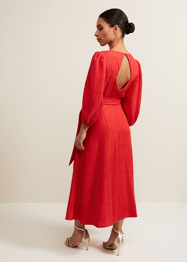 Petite Marilyn Puff Sleeve Midi Dress