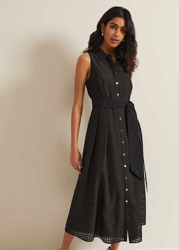 Carey Sleeveless Check Midi Dress