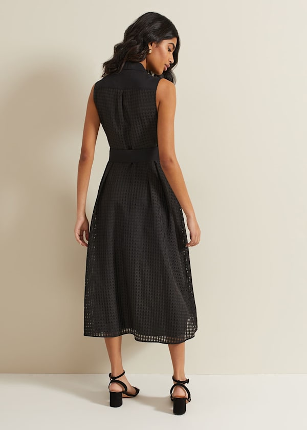 Carey Sleeveless Check Midi Dress