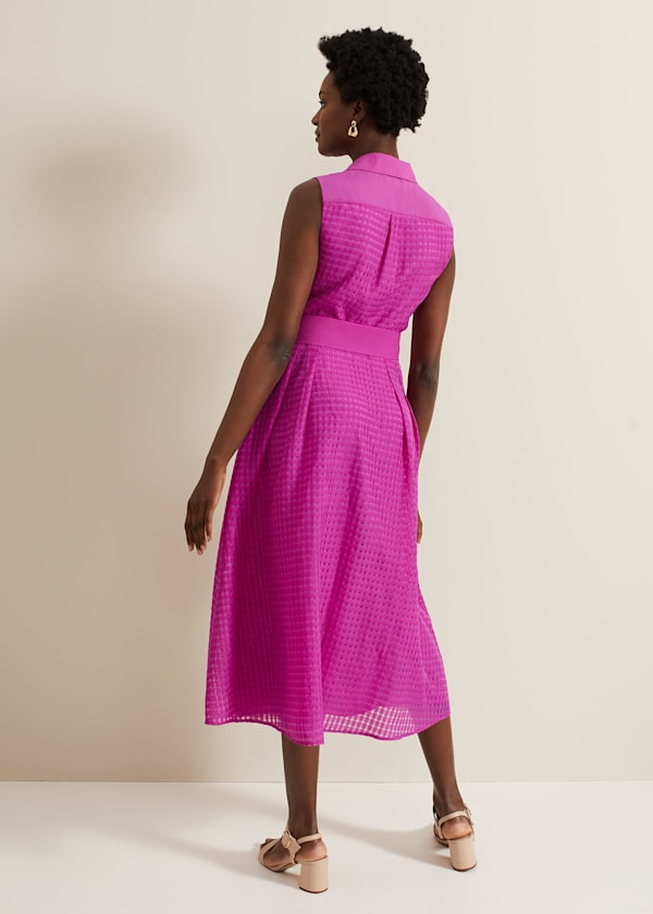 Carey Sleeveless Check Midi Dress