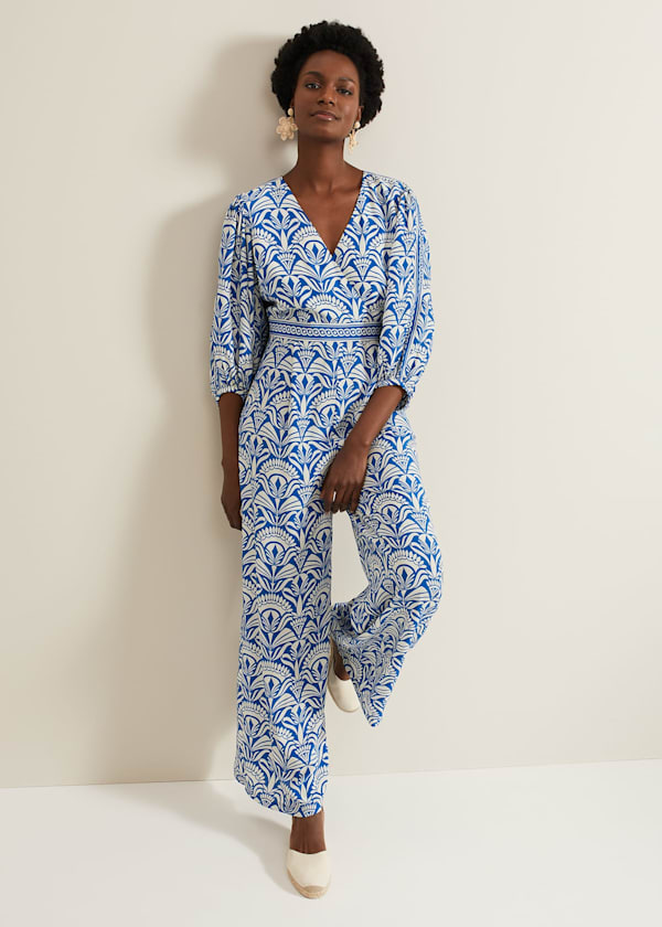 Amy Jumpsuit mit V-Ausschnitt in Print