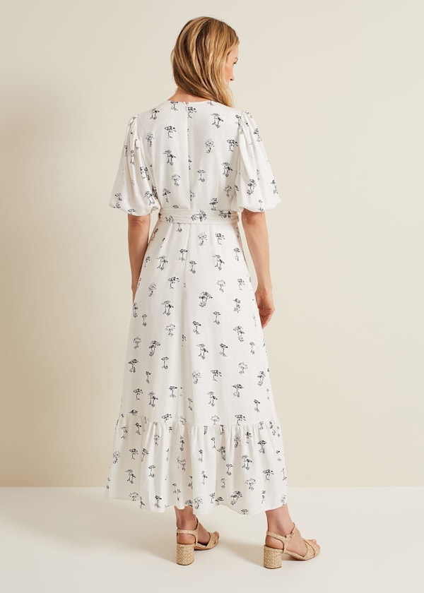 Nelly Linen Wrap Midi Dress