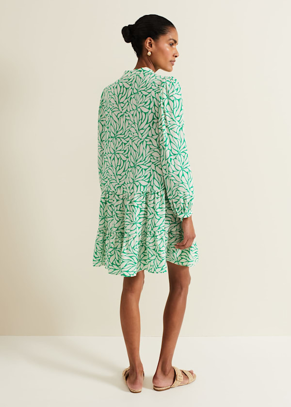 Penele Leaf Print Swing Dress