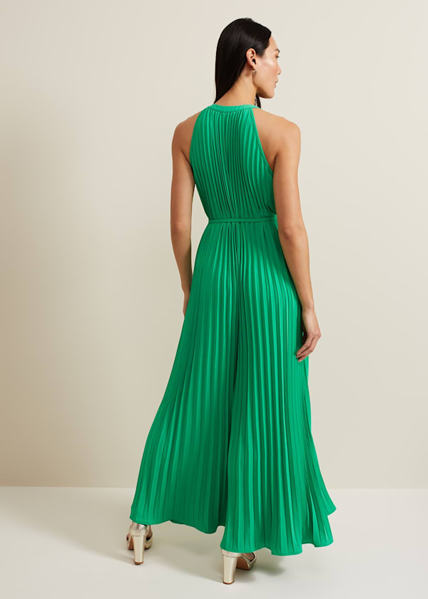 Brea Green Pleat  Jumpsuit