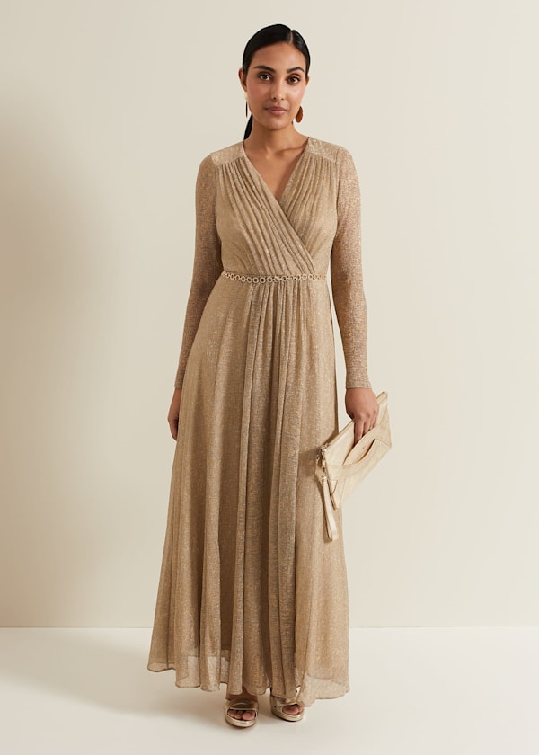 Petite Masie Metallic Jersey Maxi Dress