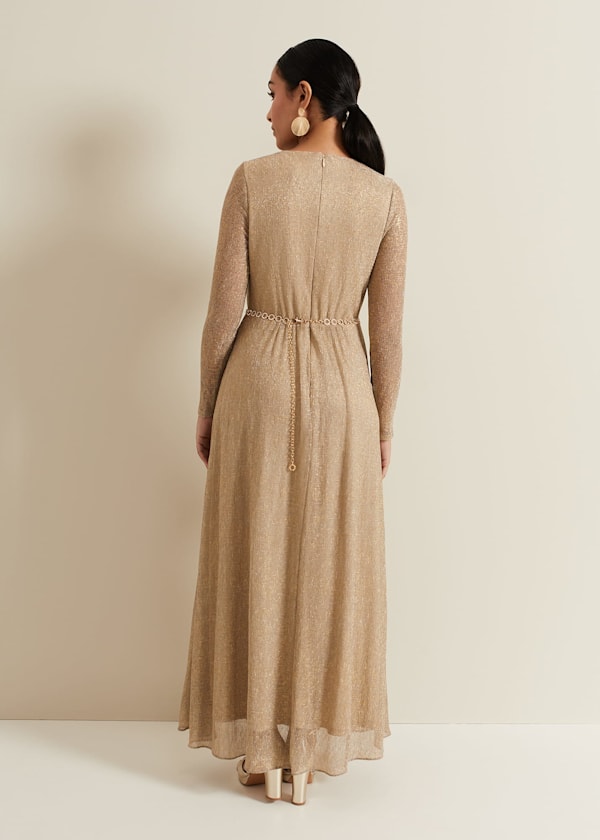 Petite Masie Metallic Jersey Maxi Dress