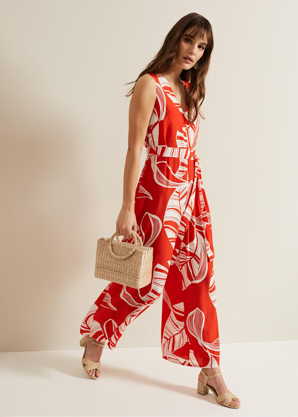 Suzie Leaf Print Jumpsuit