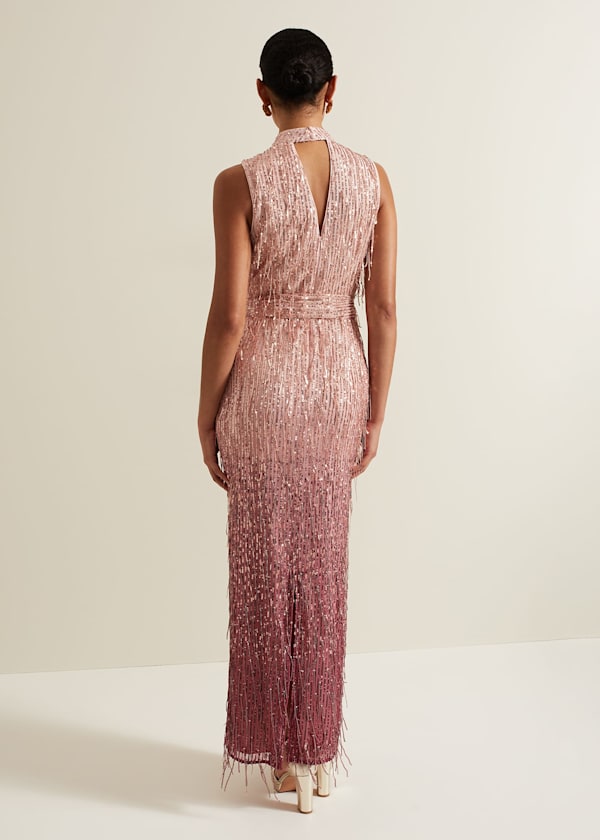 Becka Fringe Sequin Maxi Dress