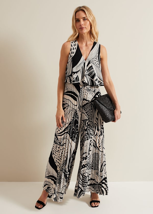Saskia Abstract Pleated Jumpsuit