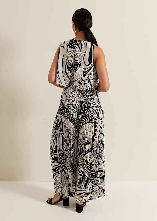 Petite Saskia Abstract Pleated Jumpsuit