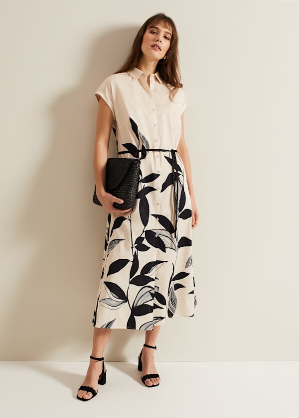 Felicity Leaf Print Midi Dress