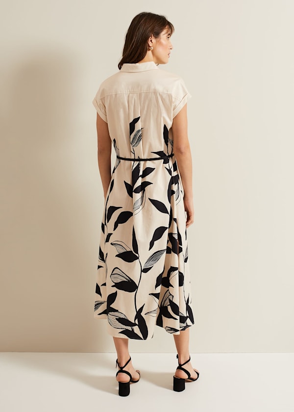 Felicity Leaf Print Midi Dress