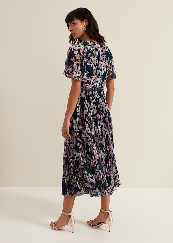 Kathleen Floral Pleated Midi Dress