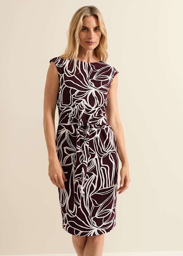 Sabrina Jersey Abstract Tie Midi Dress