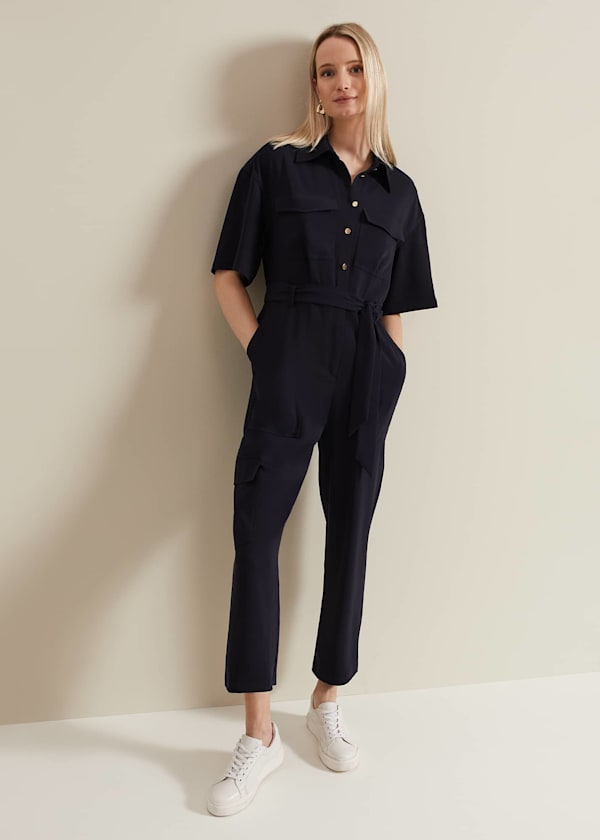 Tallulah Navy Utility Jumpsuit